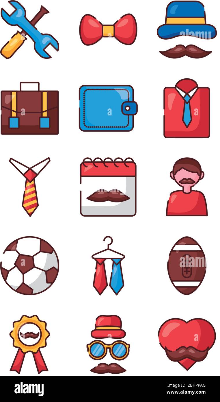 bundle of fathers day set icons Stock Vector Image & Art - Alamy