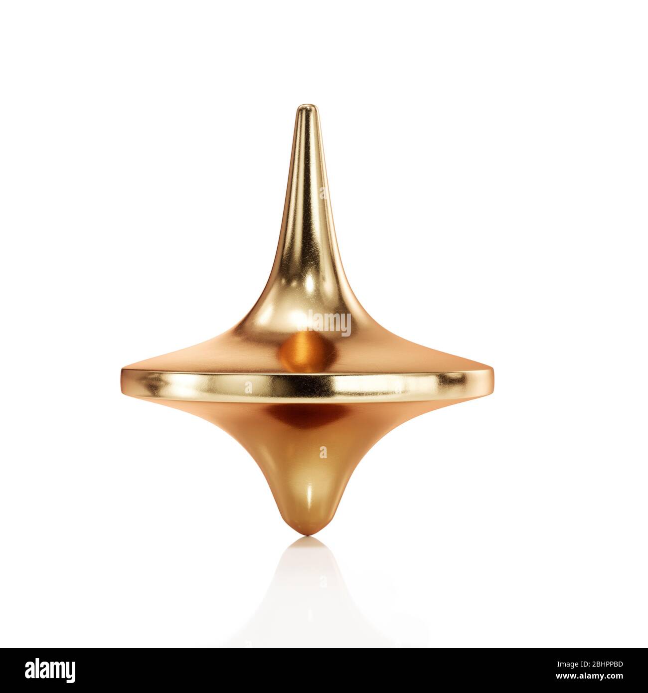 Spinning gold pendulum top. 3d rendering illustration isolated Stock Photo