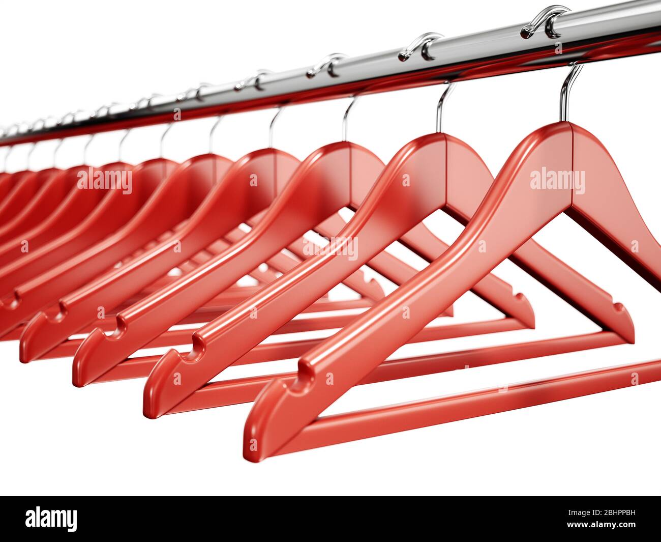 Coat hangers red. 3d rendering illustration isolated Stock Photo Alamy