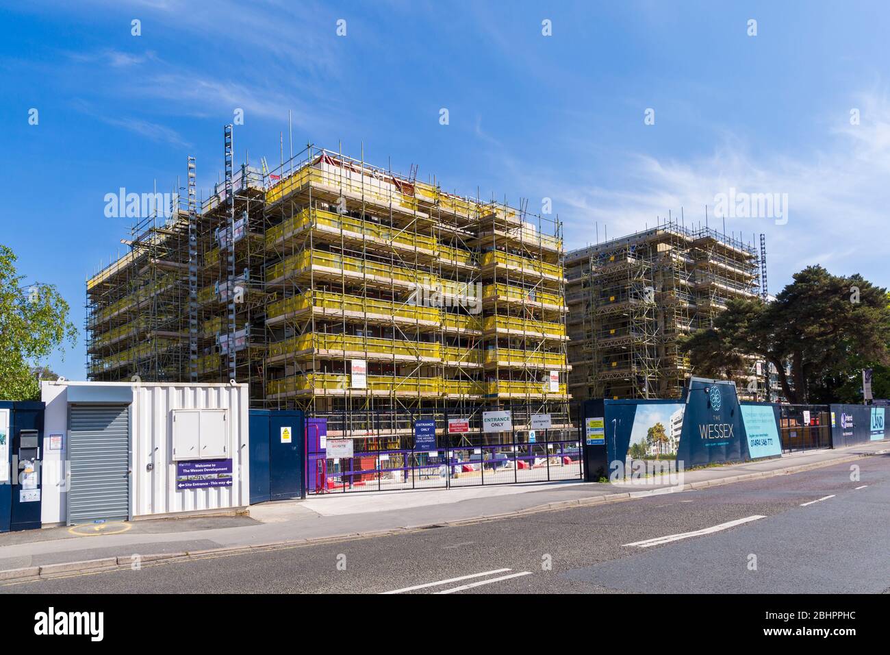 Construction of the Wessex Development site at West Cliff, Bournemouth, Dorset UK in April - shut down closed due to Coronavirus COVID 19 Stock Photo