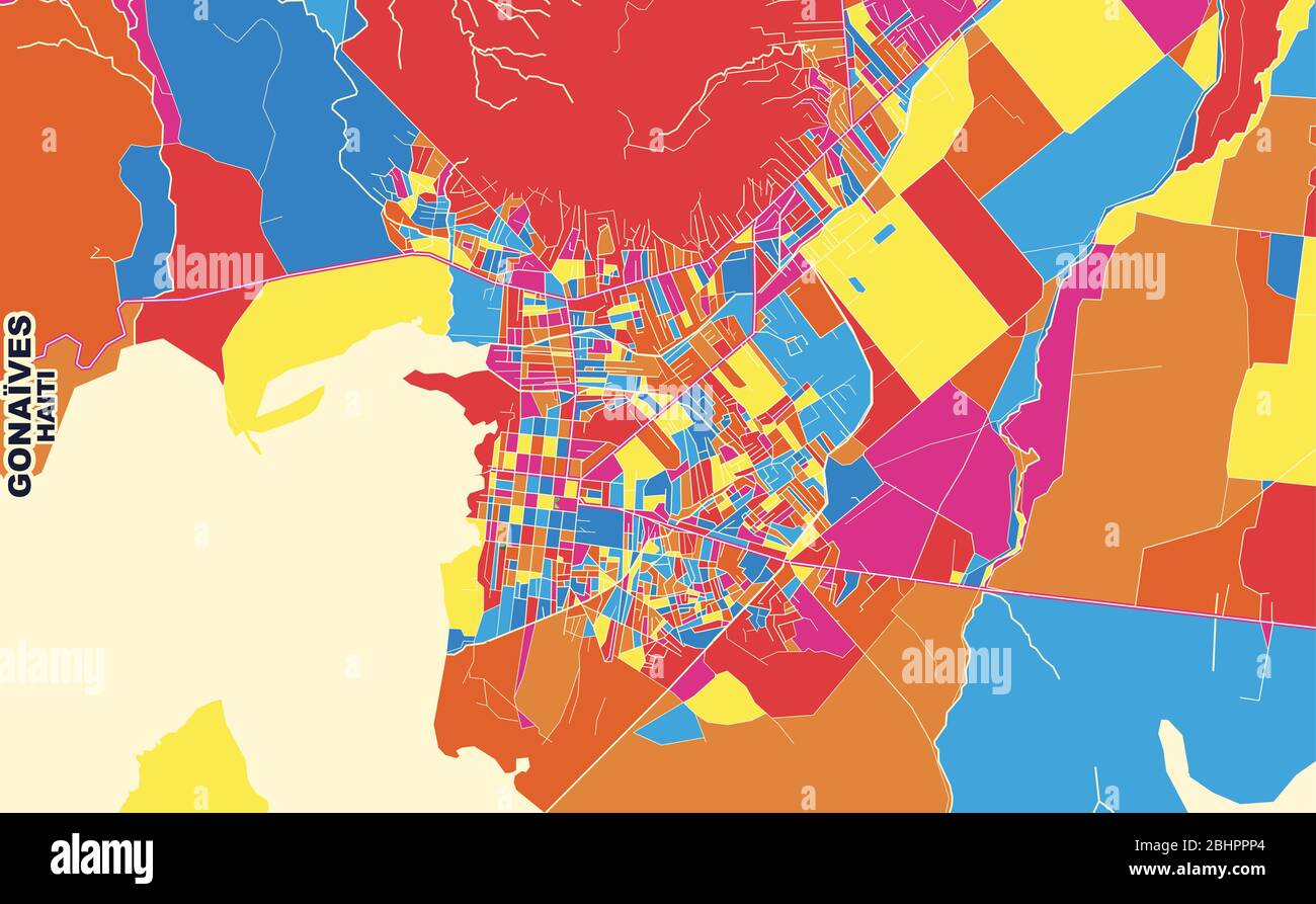 Colorful vector map of Gonaïves, Artibonite, Haiti. Art Map template ...