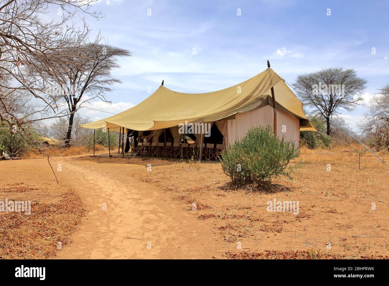 Safari tent in the African bush Stock Photo