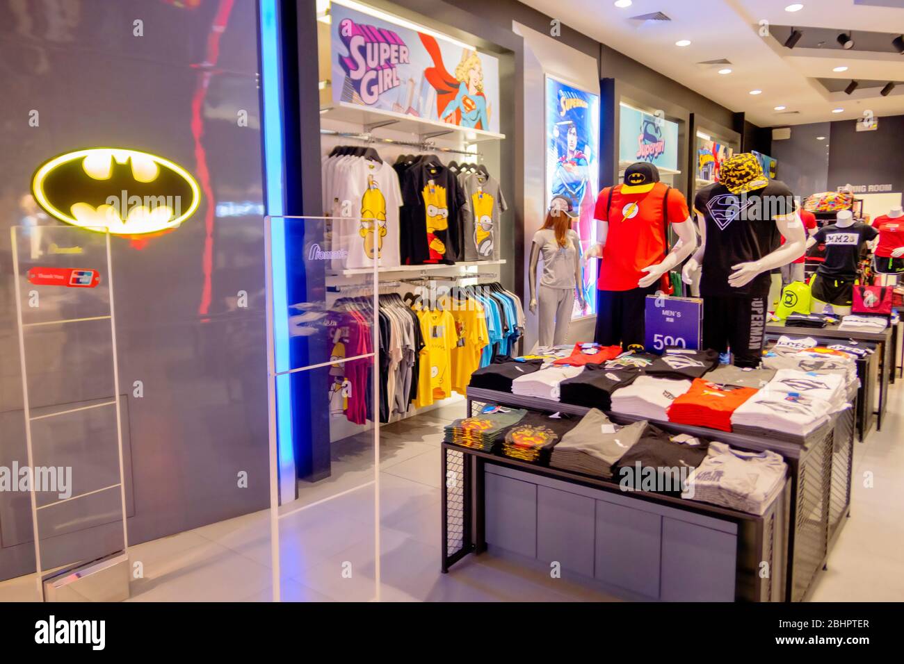Many styles of DC clothing store with yellow batman emblem at the front of  store in Blueport department store Hua Hin, Thailand MArch 20, 2019 Stock  Photo - Alamy