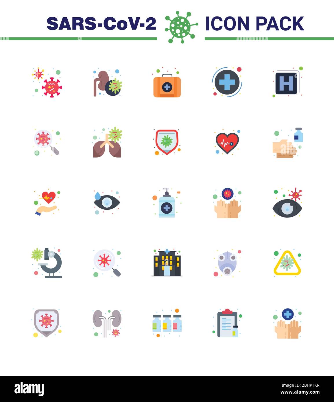 Coronavirus Prevention Set Icons. 25 Flat Color icon such as sign ...