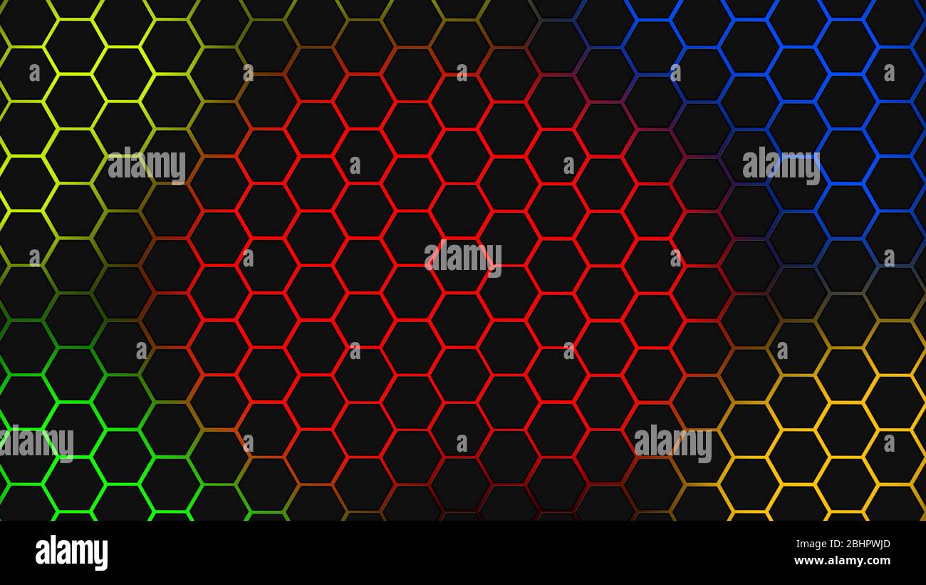 Spectrum colorfull hexagonal texture. Abstract background for design. Stock Photo
