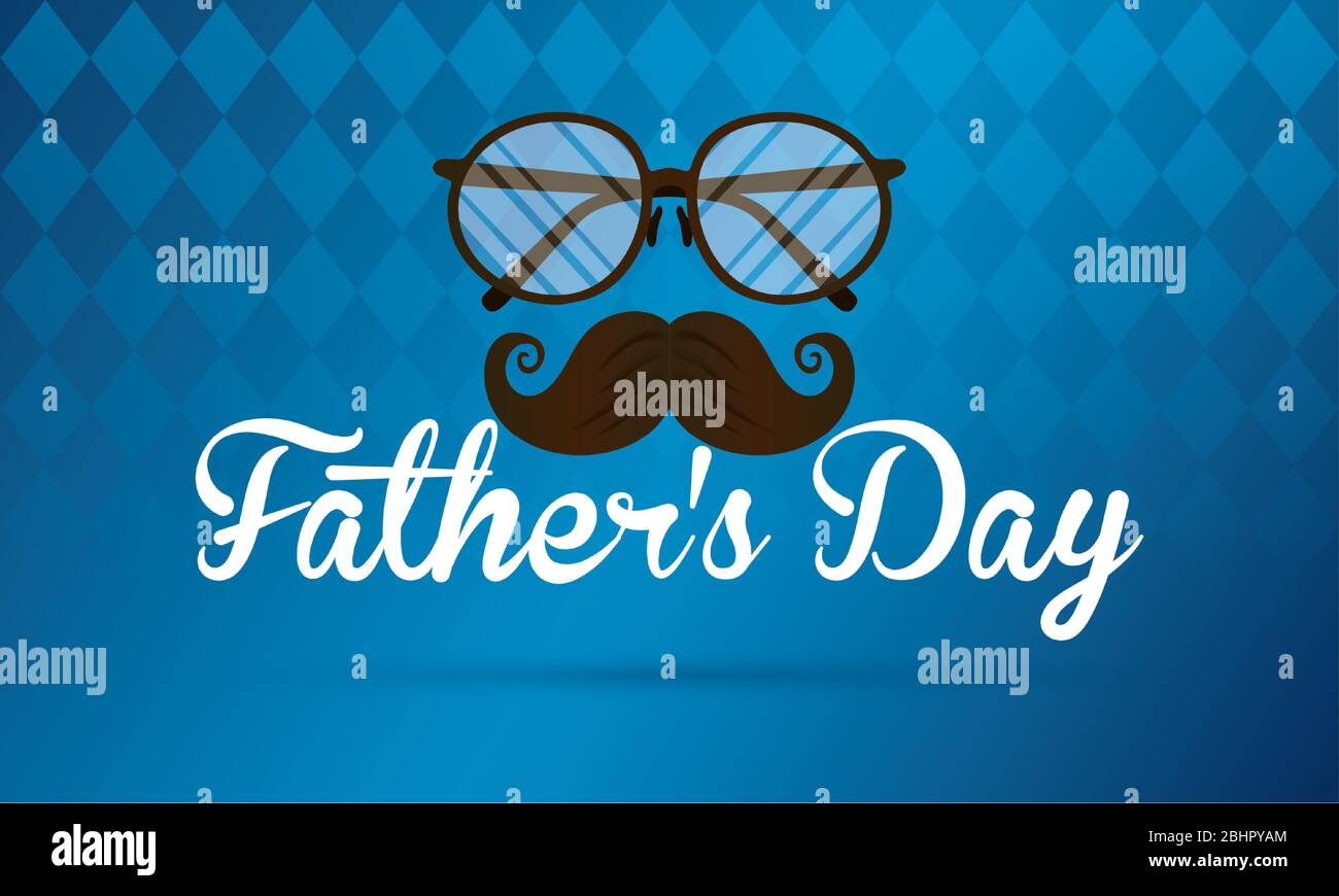 happy fathers day card with eyeglasses and mustache Stock Vector Image ...