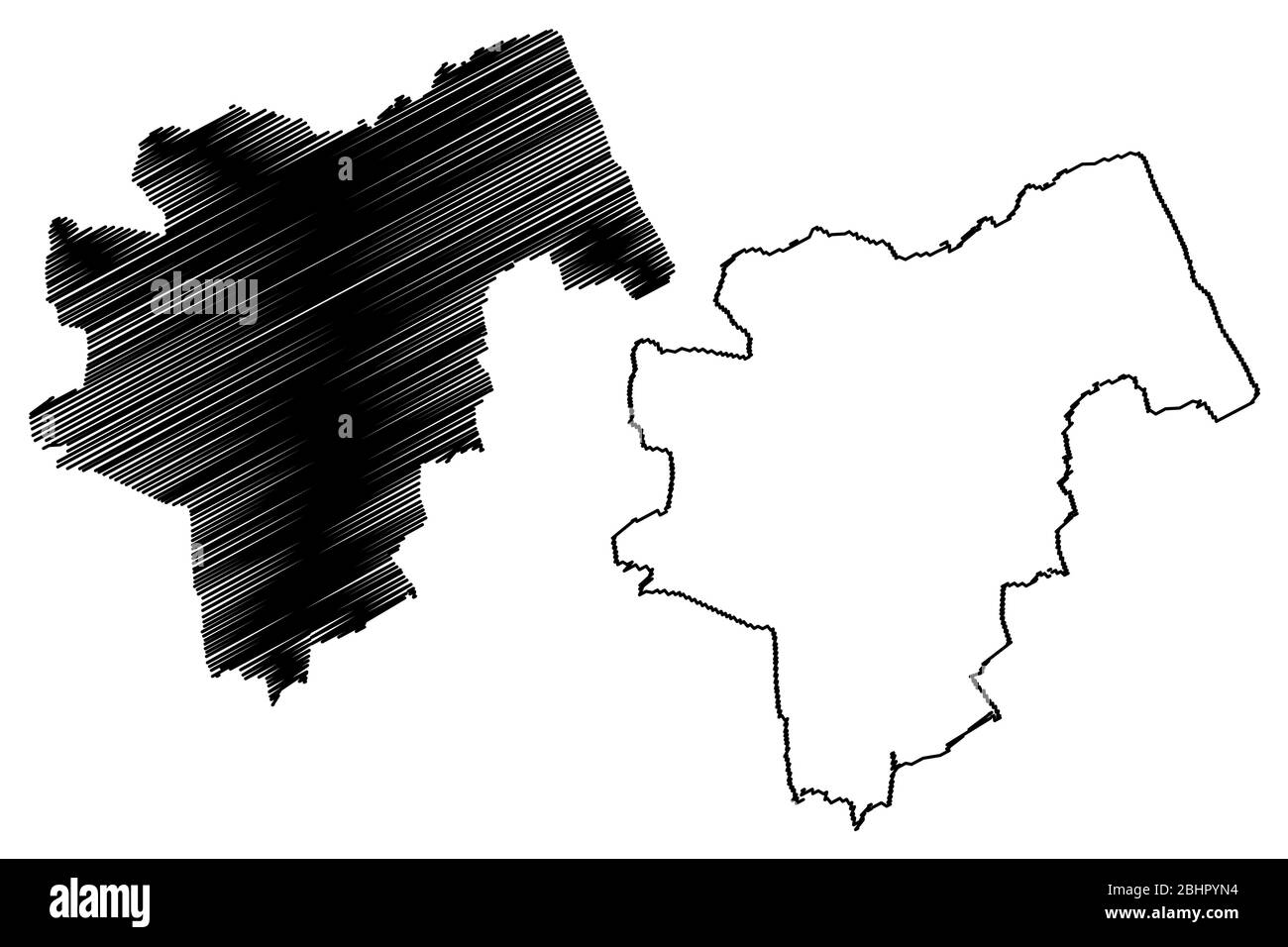 Pecs City (Hungary, Baranya County) map vector illustration, scribble ...