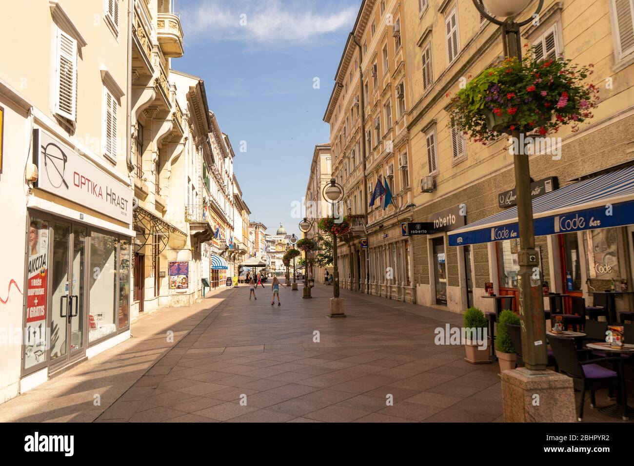 Korzo promenade is one of the most famous streets of Rijeka, Croatia. This street is located in city center. June 2019 Stock Photo