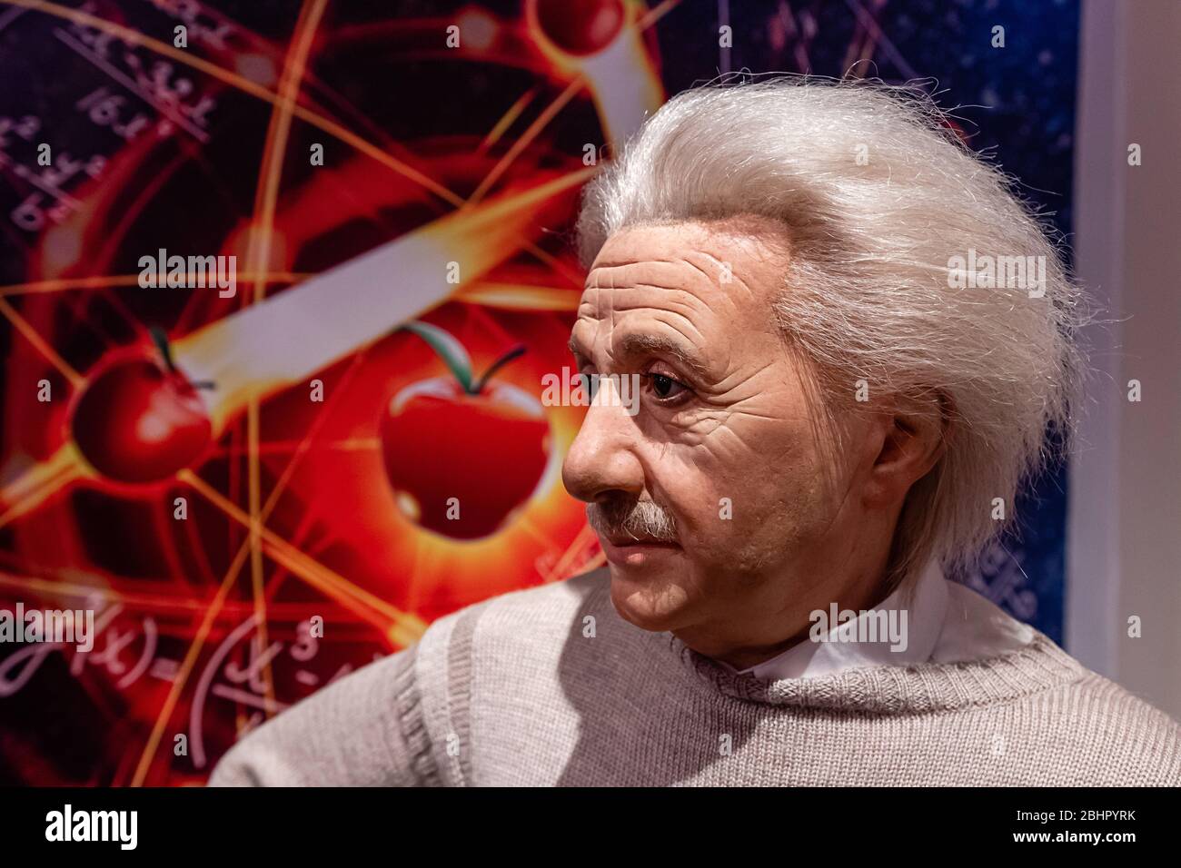 London, England, UK January 2, 2020 Waxwork statues of Albert Einstein created by Madam