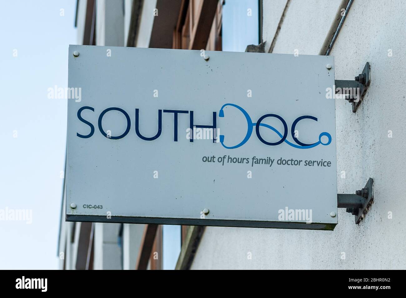 South Doc sign on the exterior wall of a South Doc Treatment Centre in Bantry, West Cork, Ireland. Stock Photo