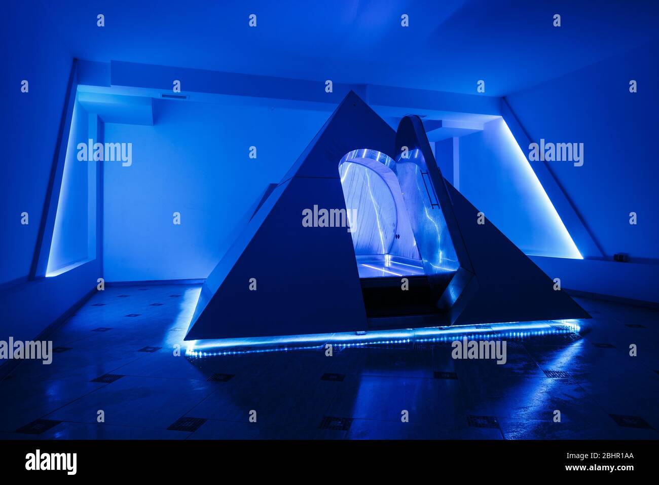 Floating camera in the form of a pyramid in the recreation center Stock Photo