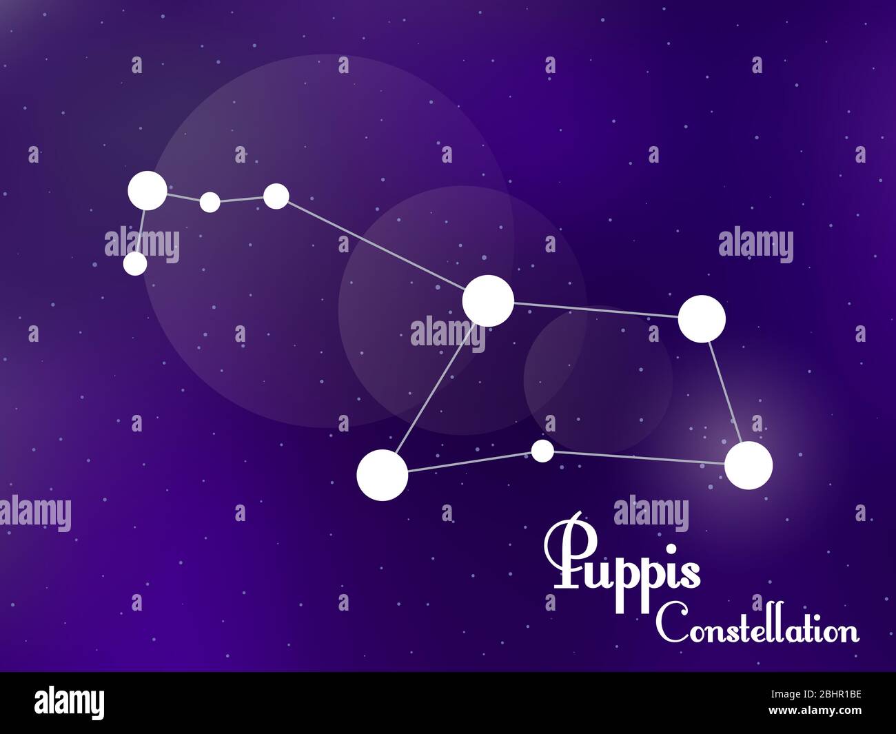 Puppis constellation. Starry night sky. Cluster of stars, galaxy. Deep space. Vector illustration Stock Vector