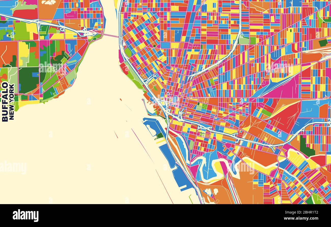 City Of Buffalo Zoning Map Colorful Vector Map Of Buffalo, New York, U.s.a.. Art Map Template For  Selfprinting Wall Art In Landscape Format Stock Vector Image & Art - Alamy