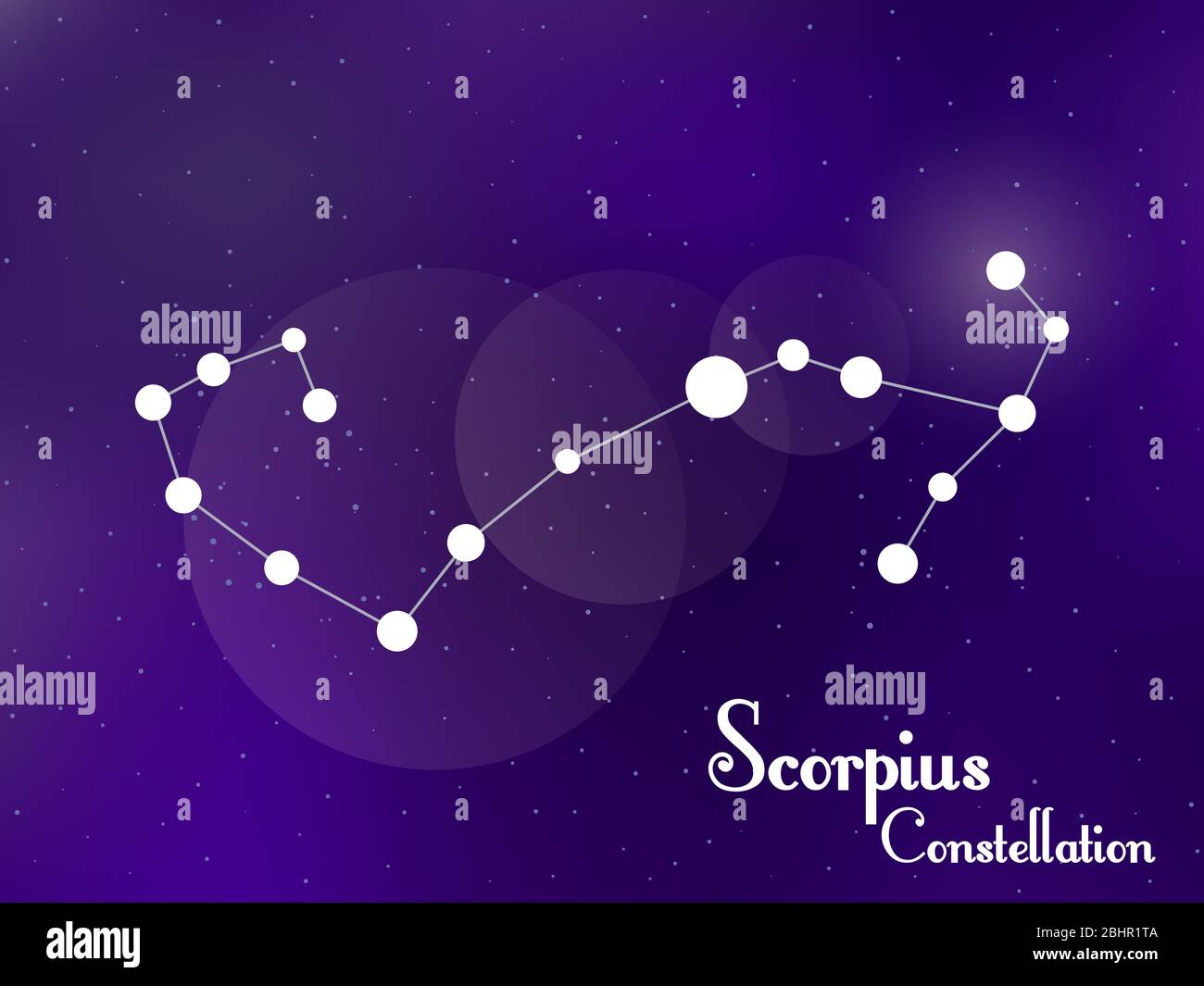 Scorpius constellation. Starry night sky. Cluster of stars, galaxy. Deep space. Vector illustration Stock Vector