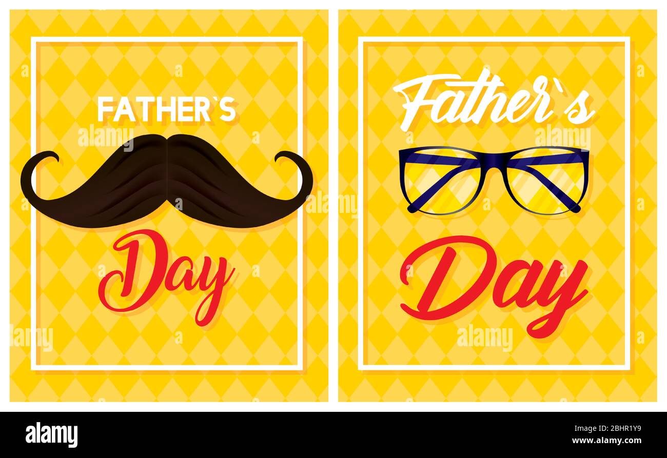 happy fathers day card with mustache and eyeglasses Stock Vector Image ...