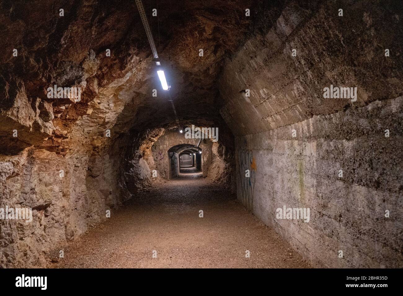 Tunnel in Rijeka, Croatia. Also known as TunelRi. Now this pedestrian tunnel is popular tourist
