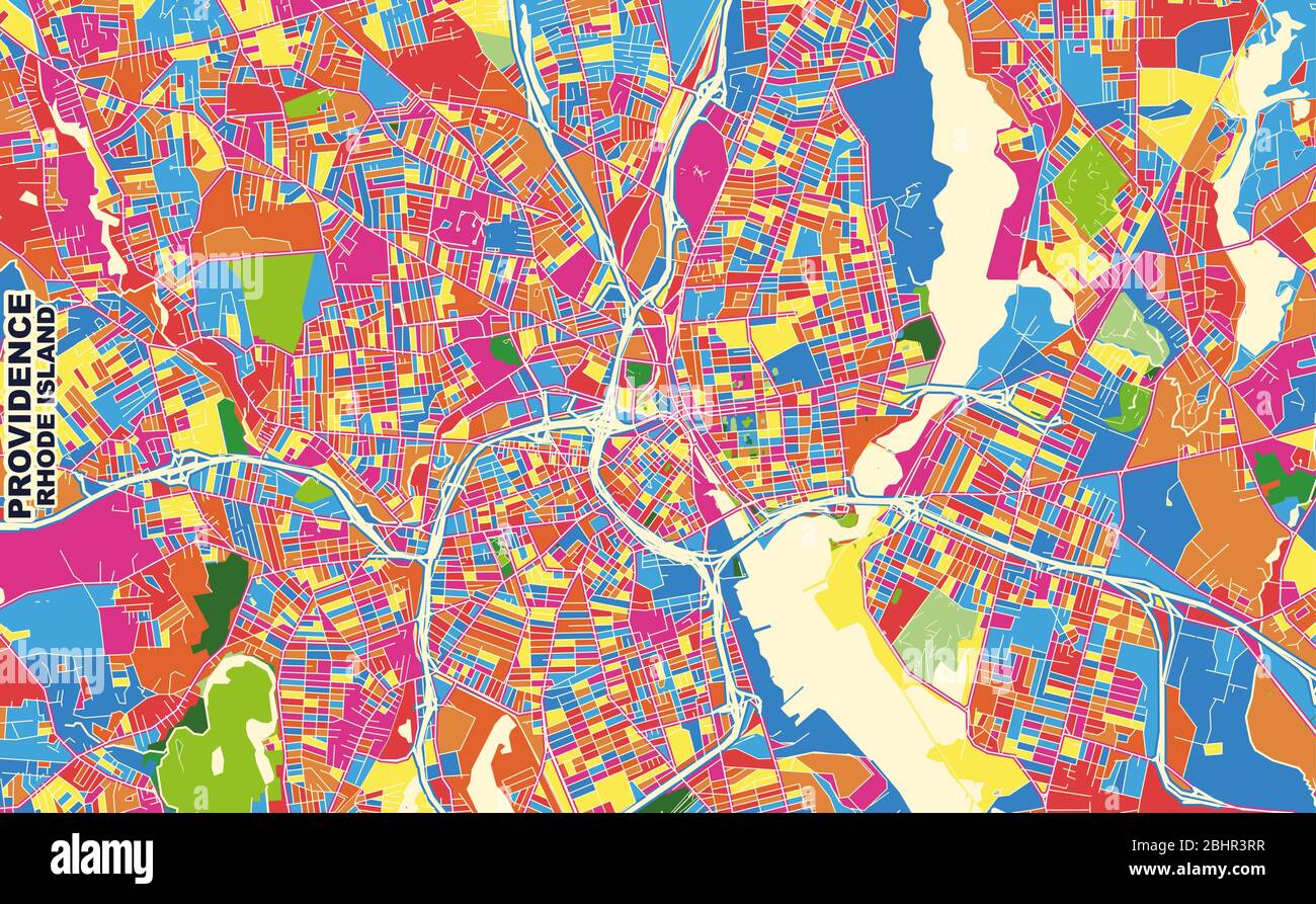Colorful vector map of Providence, Rhode Island, USA. Art Map template