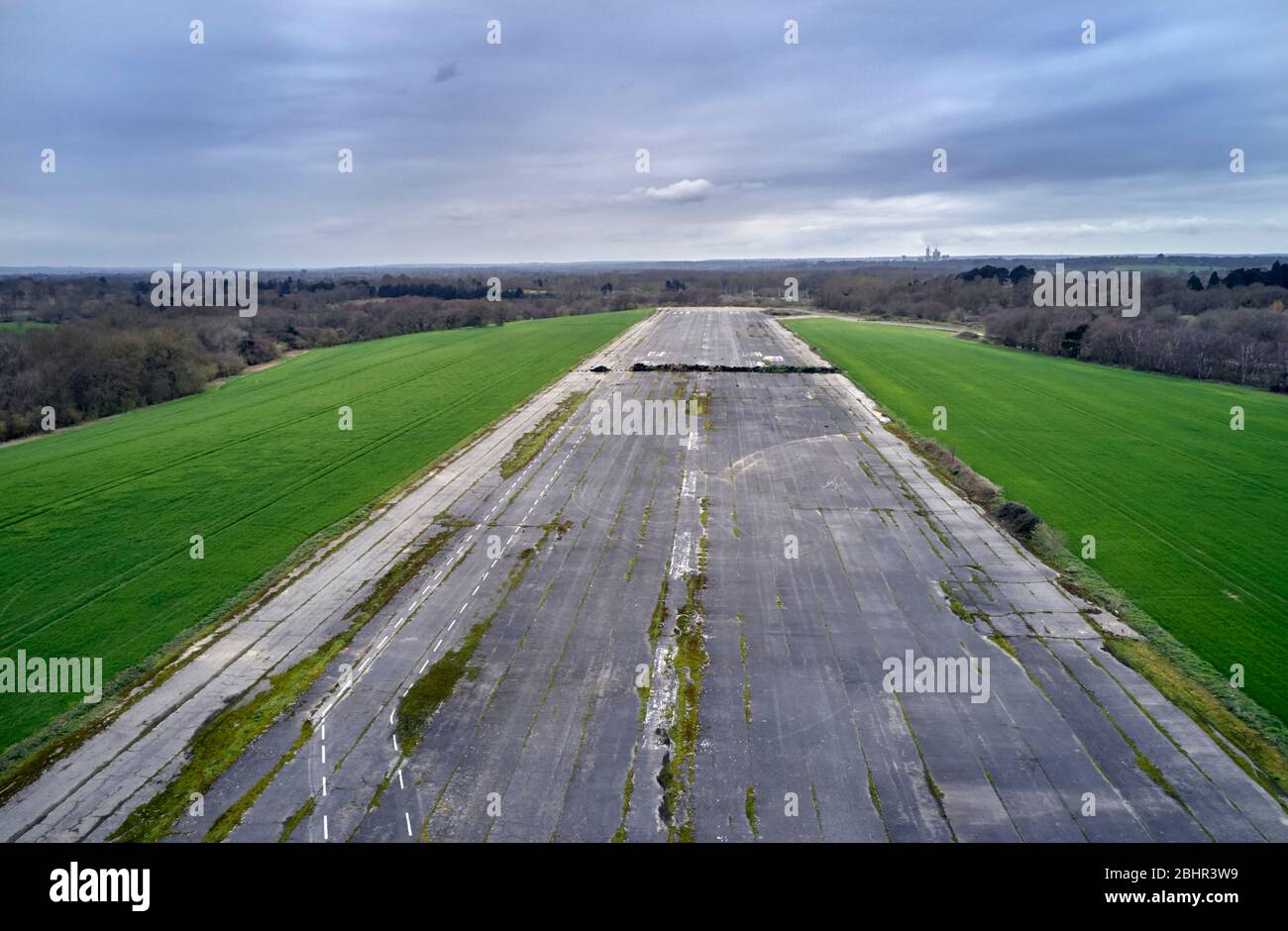 Runway of Wisley Airfield, a former wartime airstrip.  Ockham, Surrey, England. Stock Photo