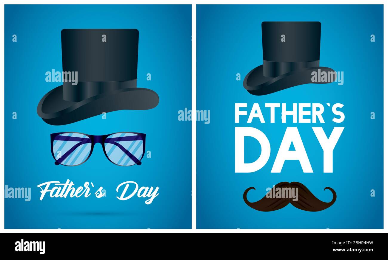 happy fathers day card with tophat and mustache Stock Vector Image ...