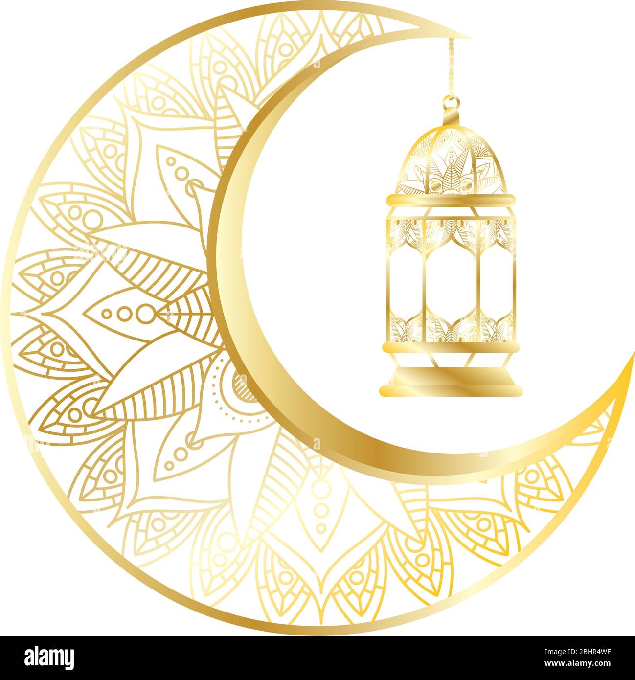golden moon and lanter hanging ramadan kareem Stock Vector Image & Art ...