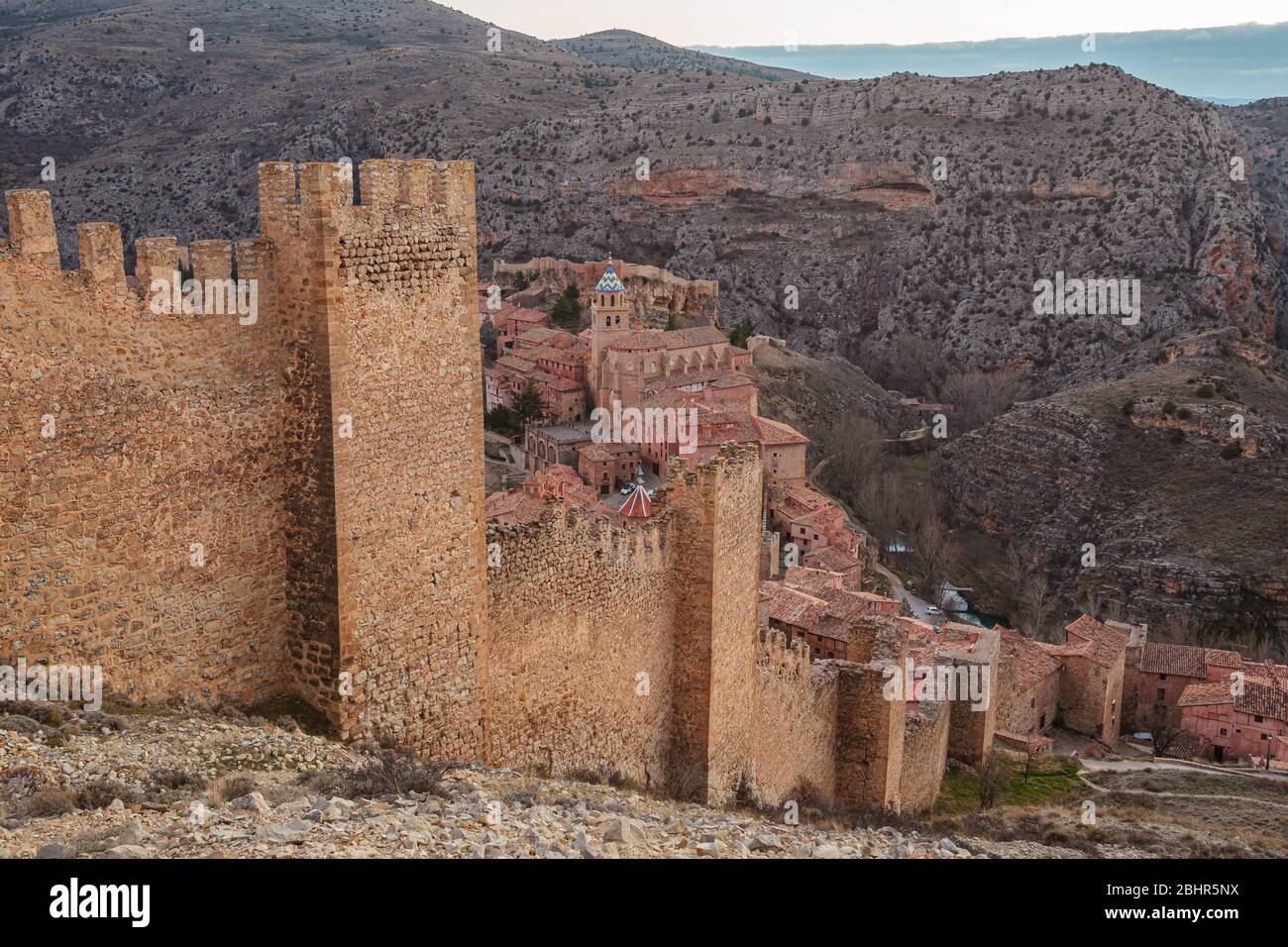 Albarracín and the city wall Stock Photo
