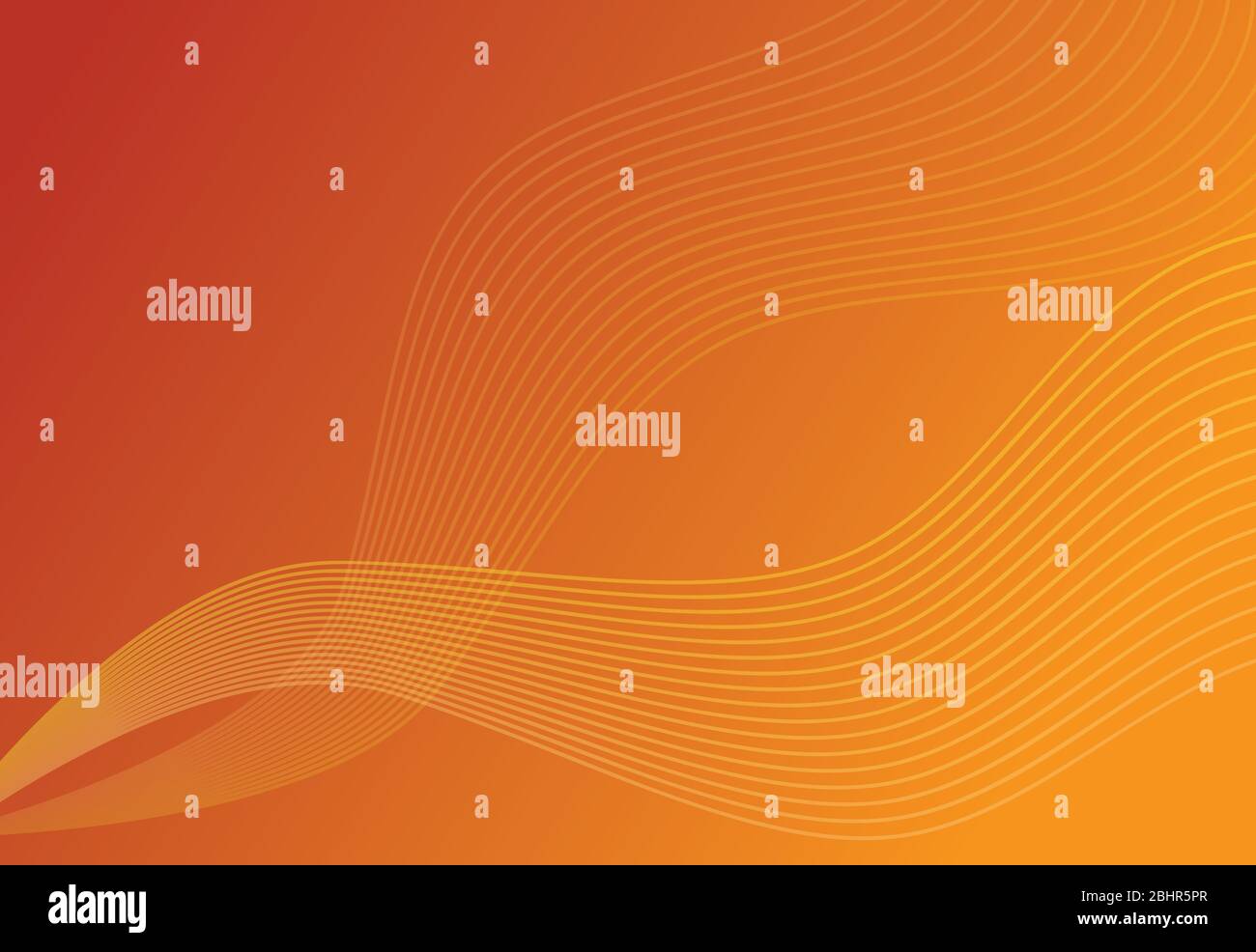 Abstract background. Yellow curled lines on orange gradient background ...