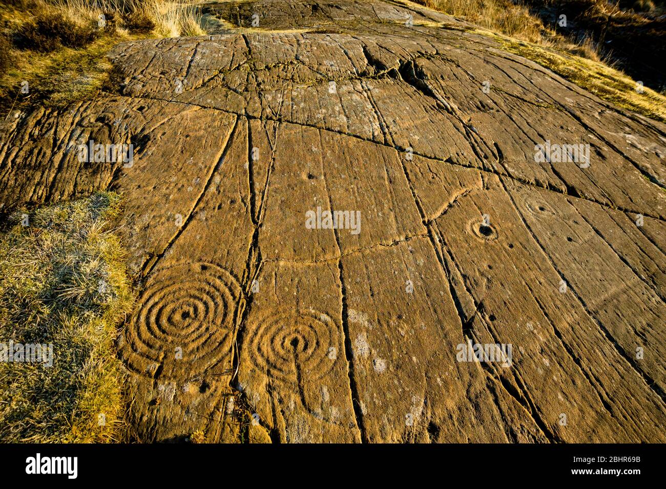 Cup and ring carvings, Kilmartin, Lochgilphead, Argyll Stock Photo
