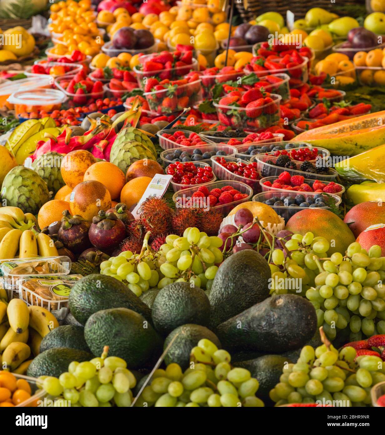 Rome, Italy.  Fruit and vegetable stall at the daily market in the Campo dei Fiori. Stock Photo
