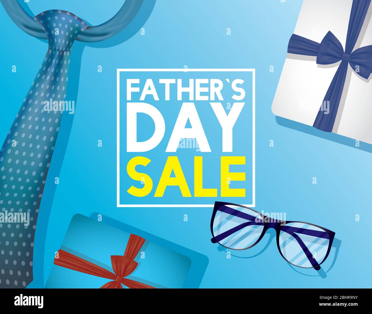 happy fathers day card with neck tie and eyeglasses Stock Vector Image ...