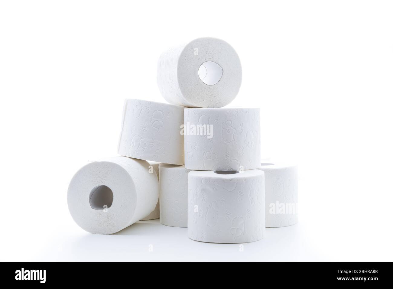 Rolls of toilet paper isolated on white background Stock Photo