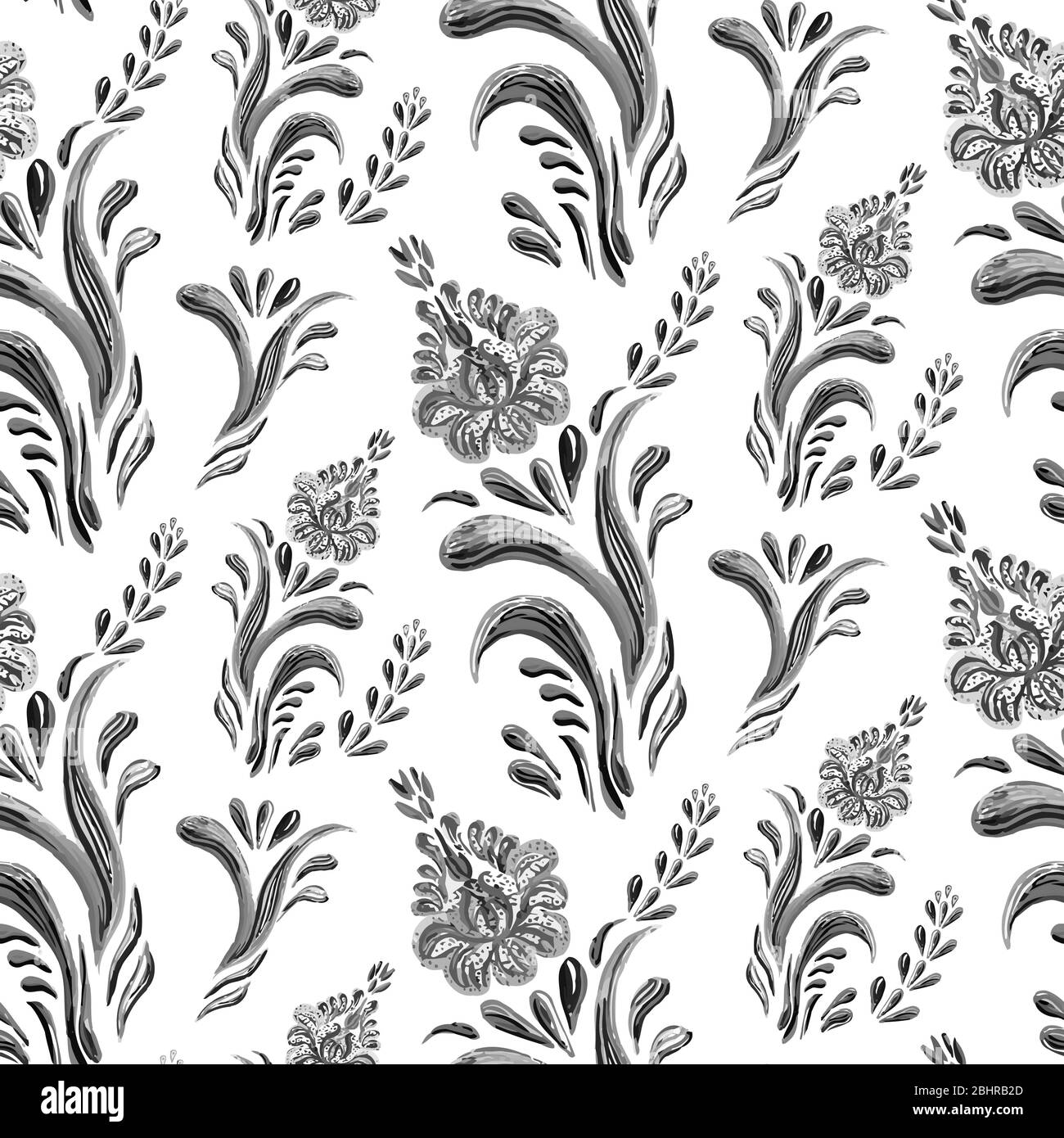 Seamless black white floral pattern hi-res stock photography and images ...