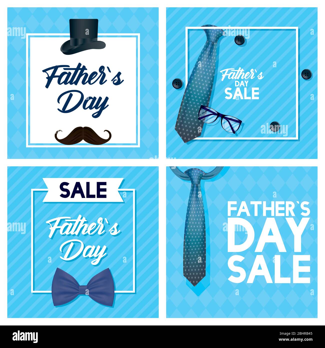 happy fathers day card with neck tie and eyeglasses Stock Vector Image ...