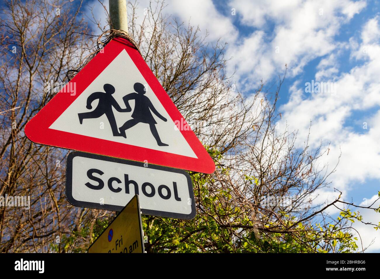 School warning road traffic sign Stock Photo