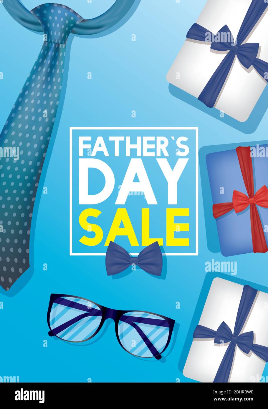 happy fathers day card with neck tie and eyeglasses Stock Vector Image ...