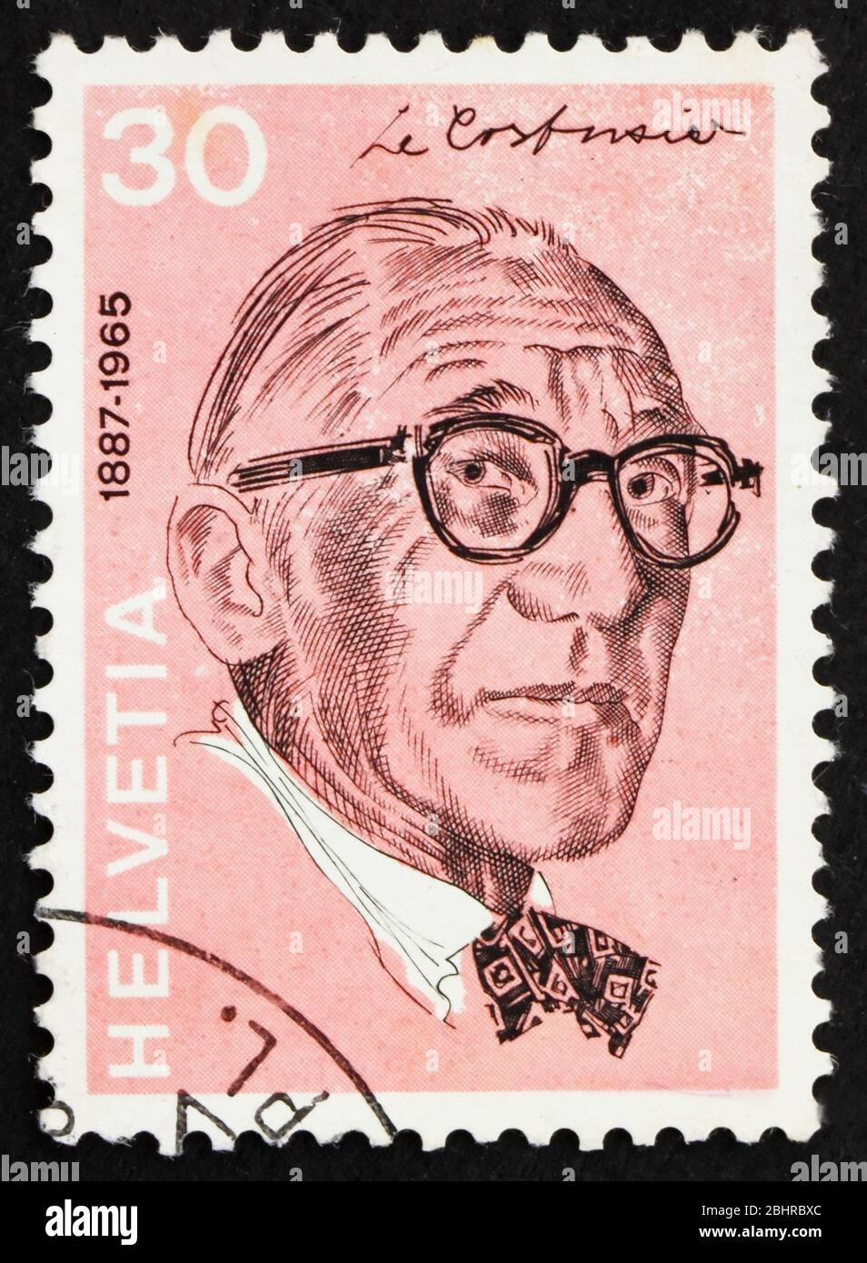 SWITZERLAND - CIRCA 1972: a stamp printed in the Switzerland shows Le Corbusier, Charles Edouard Jeanneret, Architect, circa 1972 Stock Photo