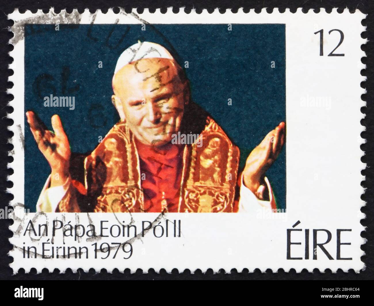 IRELAND - CIRCA 1979: a stamp printed in the Ireland shows Pope John Paul II, Visit of Pope John Paul II to Ireland, circa 1979 Stock Photo