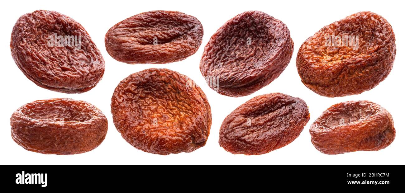 Sun dried apricots isolated on white background Stock Photo