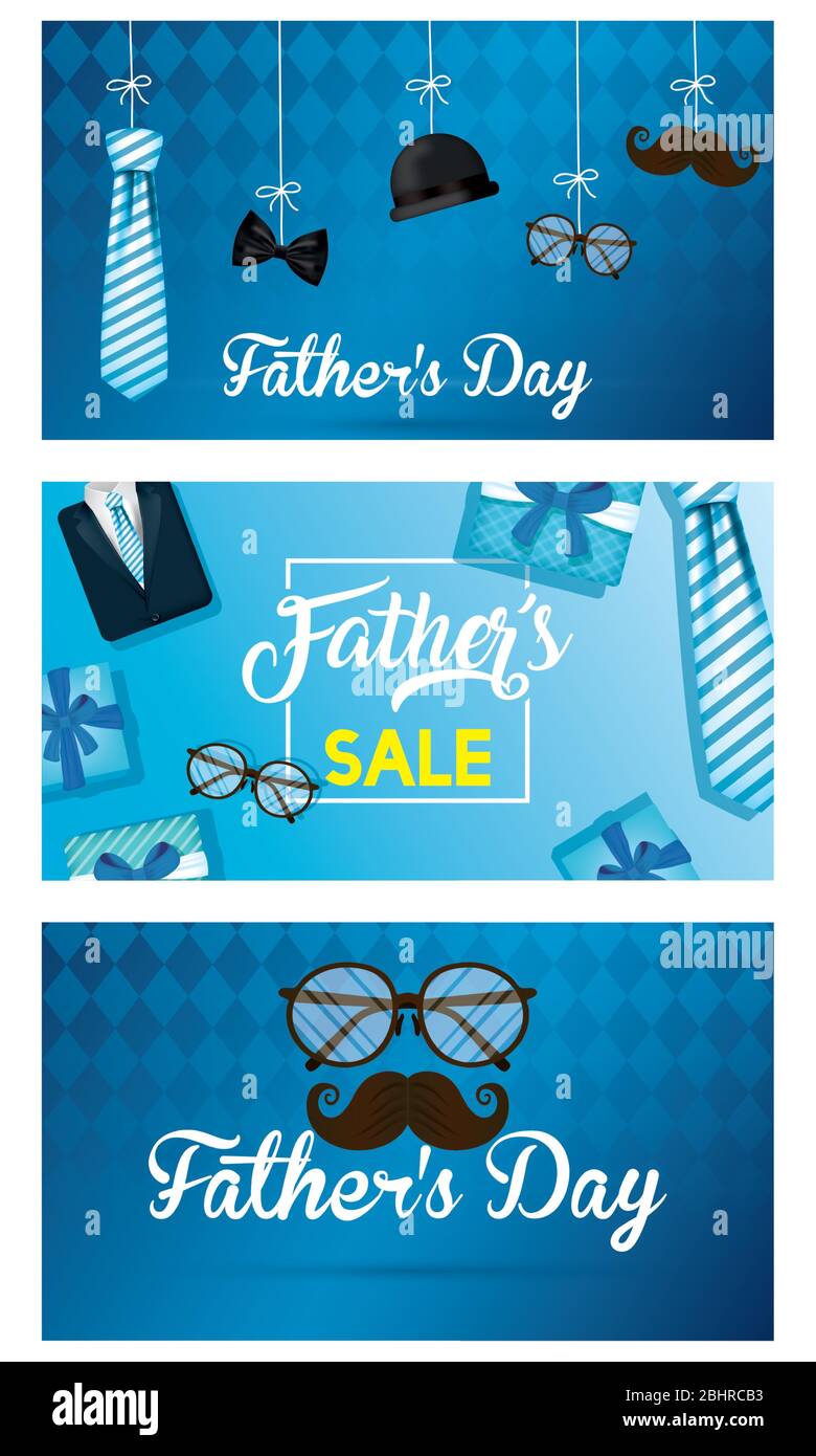 happy fathers day card with gentleman accessories hanging Stock Vector ...