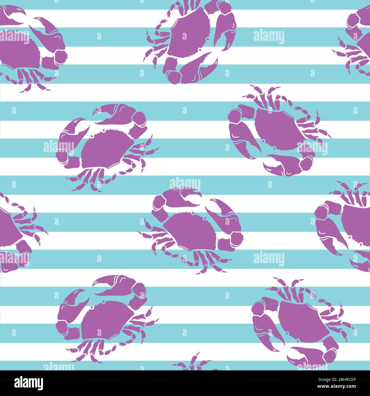 Cute pink crabs on a striped background.Vector seamless pattern on the ...