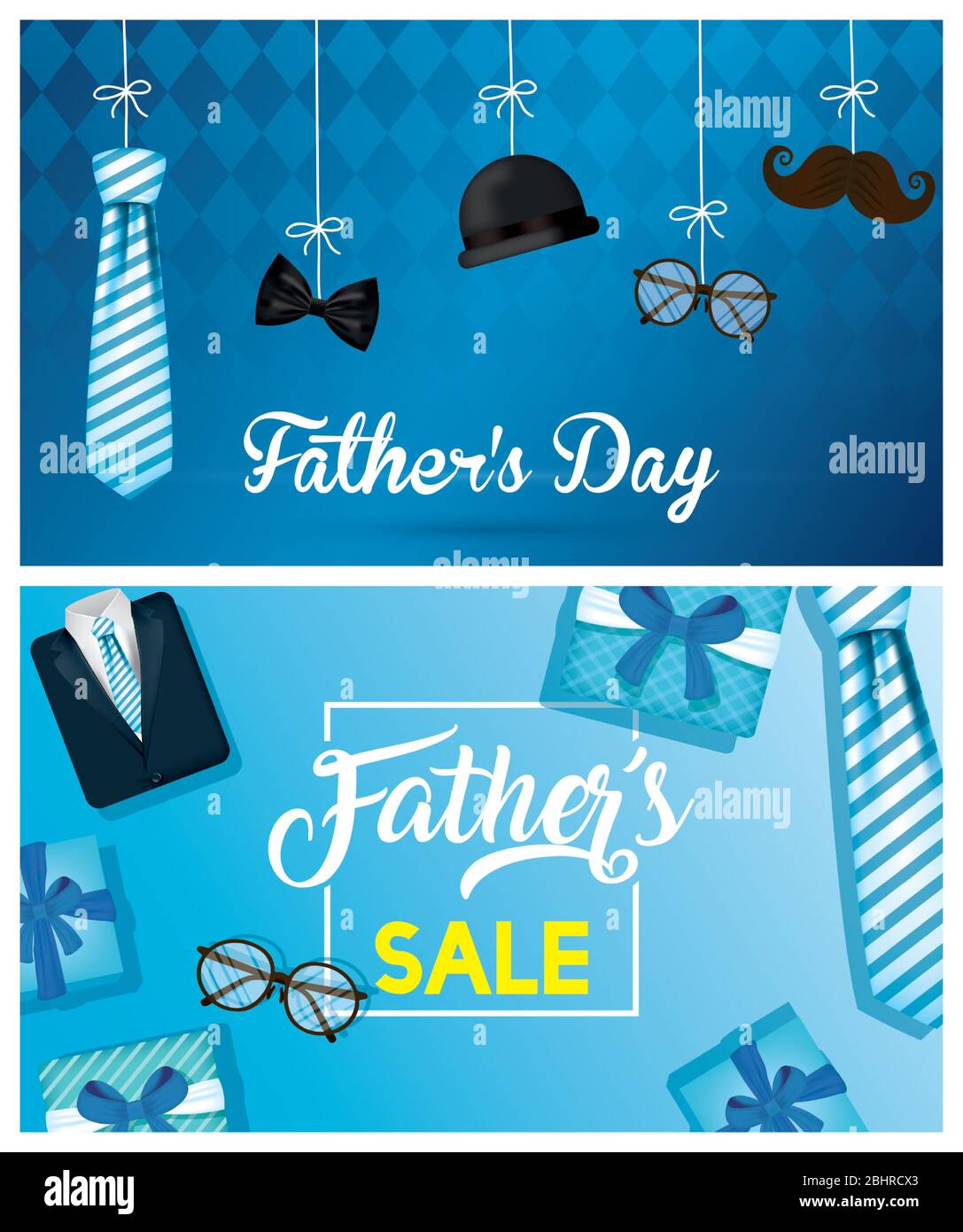 happy fathers day card with gentleman accessories hanging Stock Vector ...