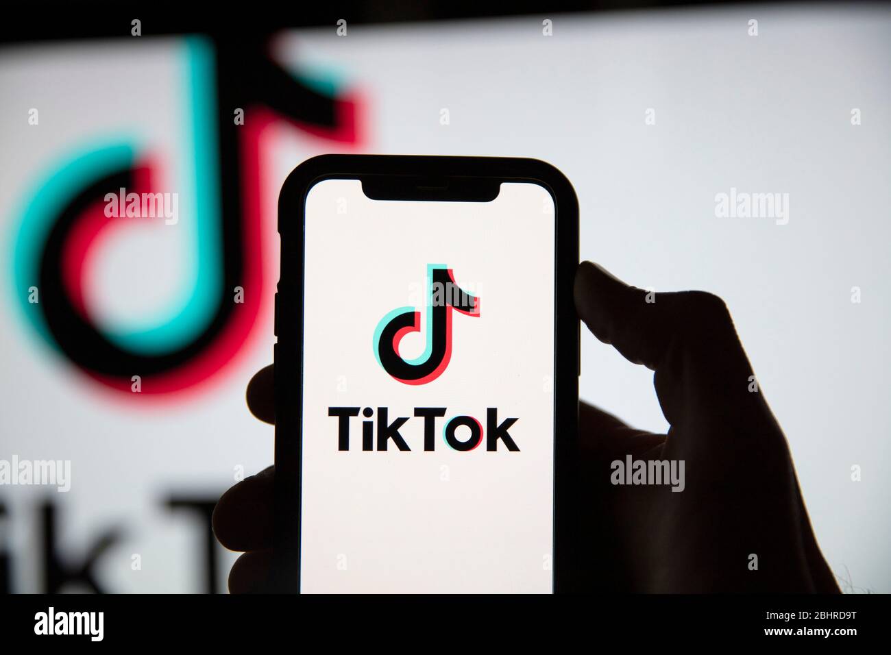 LONDON, UK - April 27 2020: Tik Tok social media app icon on a mobile device Stock Photo