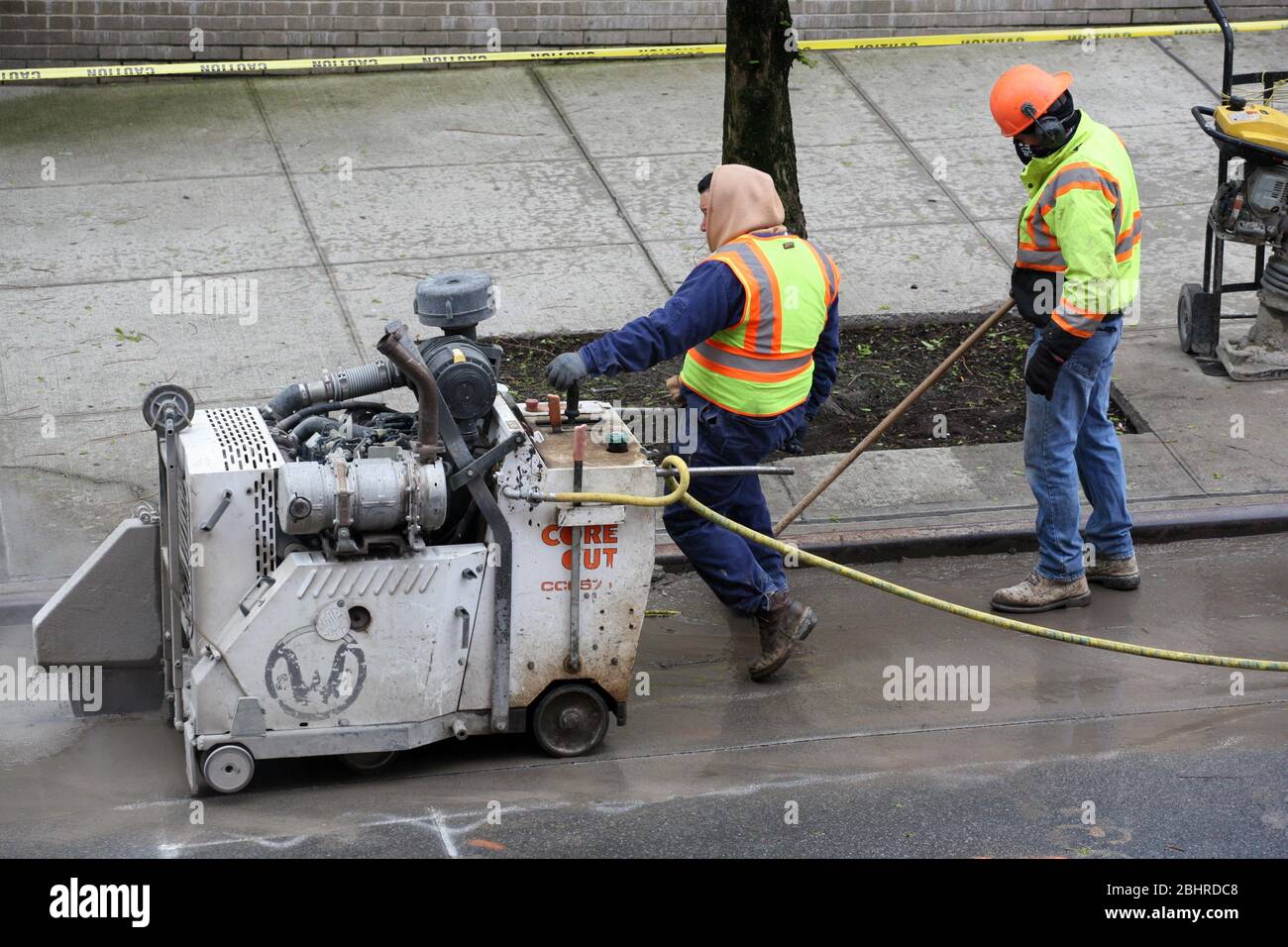 Public Utility Workers on Road Repairs Duty, New York,NY, USA Stock