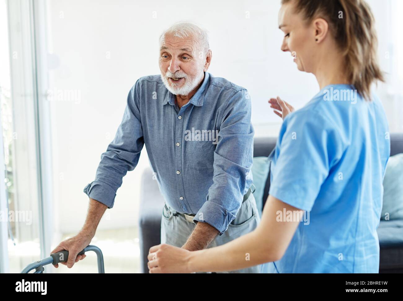 Old man using walker hi-res stock photography and images - Alamy