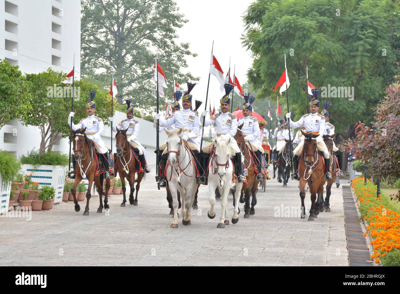 Islamabad / Pakistan - November 3, 2015: Guard of Honor Battalion of the Pakistan Army, during the official ceremony at the Aiwan-e-Sadr Presidential Stock Photo