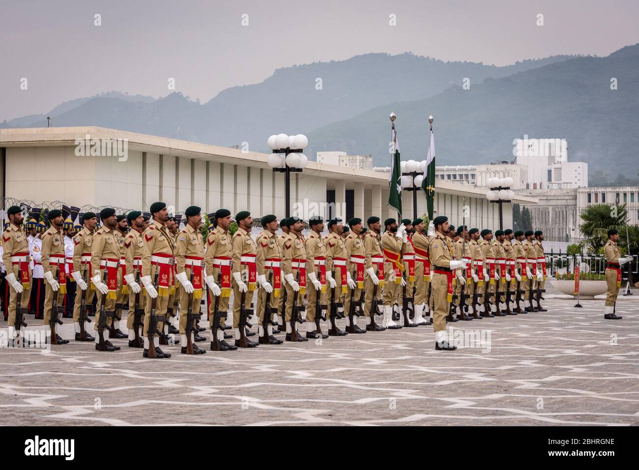 Islamabad / Pakistan - November 3, 2015: Guard of Honor Battalion of the Pakistan Army, during the official ceremony at the Aiwan-e-Sadr Presidential Stock Photo