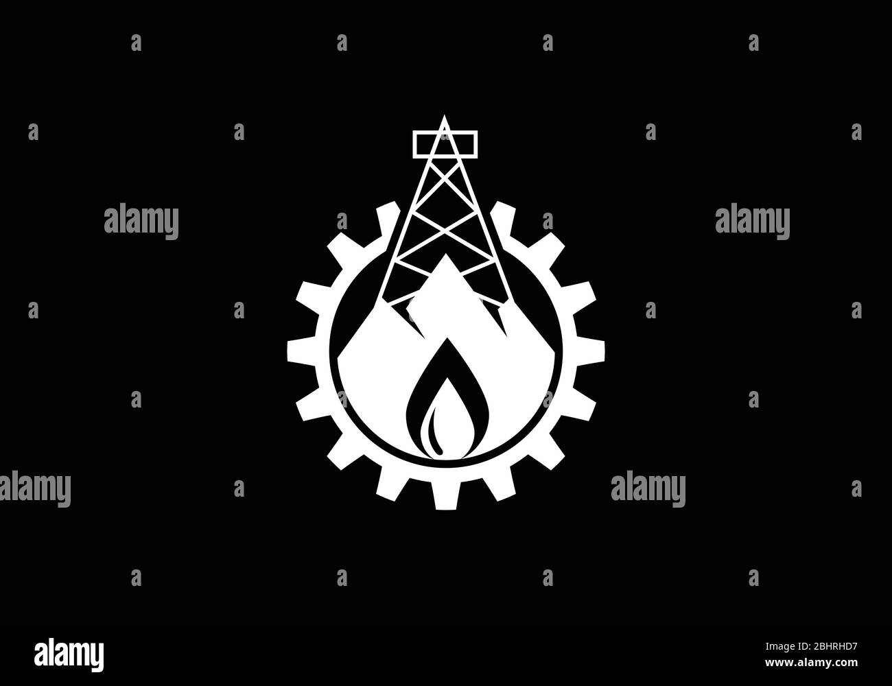 Fire flame icon in a shape of drop. Oil and gas industry logo design concept. Stock Vector