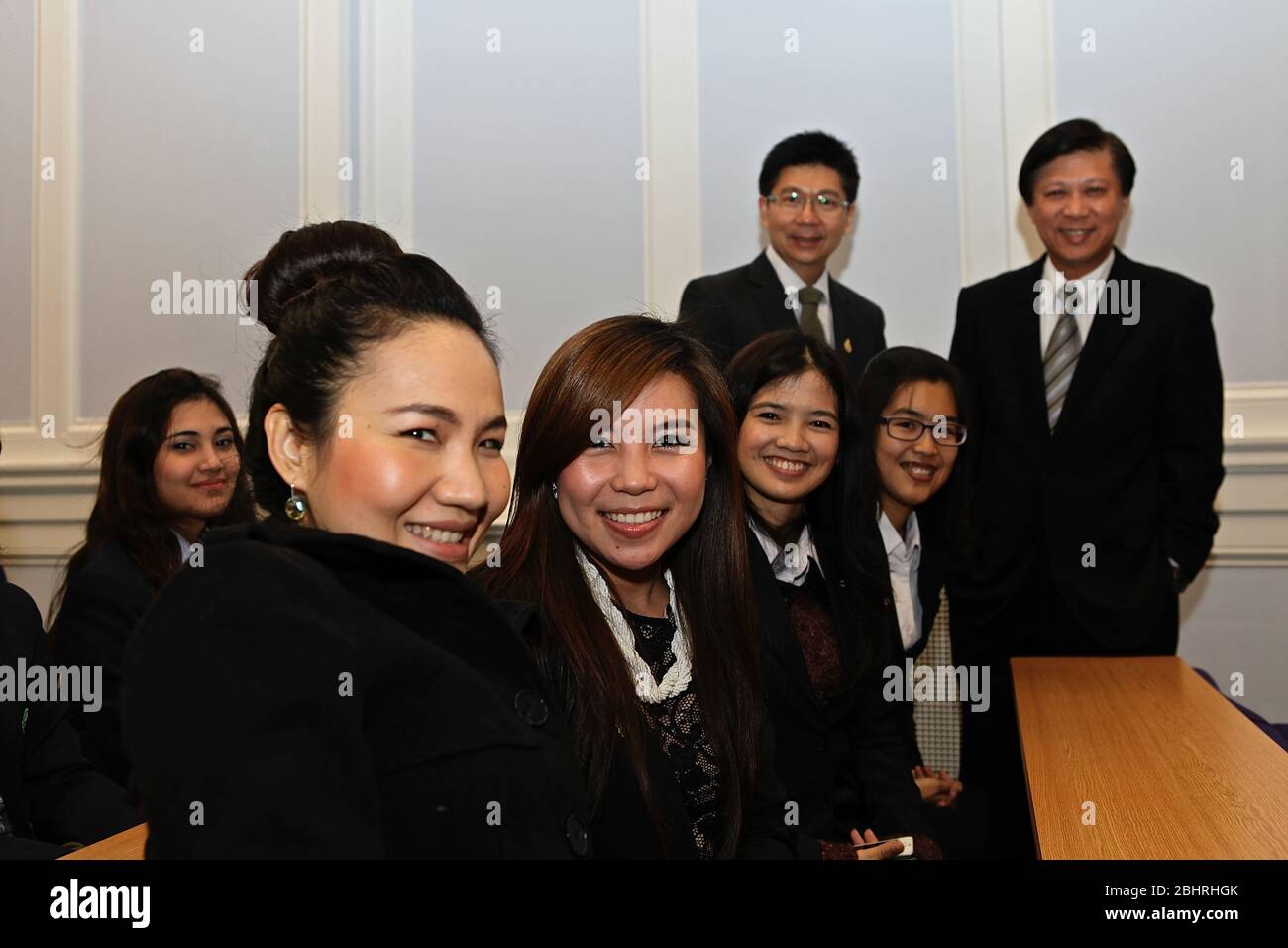 During November 2012 . Her Excellency Ms .Yingluck Shinawatra , Prime Minister of the Kingdom of Thailand , paid an official visit to the United Kigdom .invited by PM David Cameron . the Thai PM was accompanied by key members of the Thai Cabinet . On the 13 November the Thai PM had an audience with the Queen . On the 14 th November the two PM exchanged views on various matters of mutual interest , bilaterally ,regionally and globally. To the end of this meeting , both leaders have agreed to the establishment of a Strategic Dialogue and agreed a new mechanism beneficial for both countries .. Stock Photo