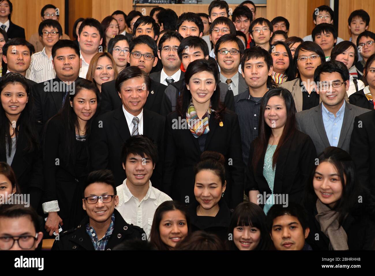During November 2012 . Her Excellency Ms .Yingluck Shinawatra , Prime Minister of the Kingdom of Thailand , paid an official visit to the United Kigdom .invited by PM David Cameron . the Thai PM was accompanied by key members of the Thai Cabinet . On the 13 November the Thai PM had an audience with the Queen . On the 14 th November the two PM exchanged views on various matters of mutual interest , bilaterally ,regionally and globally. To the end of this meeting , both leaders have agreed to the establishment of a Strategic Dialogue and agreed a new mechanism beneficial for both countries .. Stock Photo