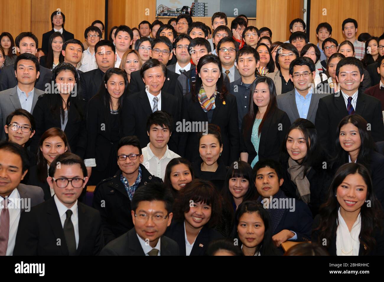 During November 2012 . Her Excellency Ms .Yingluck Shinawatra , Prime Minister of the Kingdom of Thailand , paid an official visit to the United Kigdom .invited by PM David Cameron . the Thai PM was accompanied by key members of the Thai Cabinet . On the 13 November the Thai PM had an audience with the Queen . On the 14 th November the two PM exchanged views on various matters of mutual interest , bilaterally ,regionally and globally. To the end of this meeting , both leaders have agreed to the establishment of a Strategic Dialogue and agreed a new mechanism beneficial for both countries .. Stock Photo