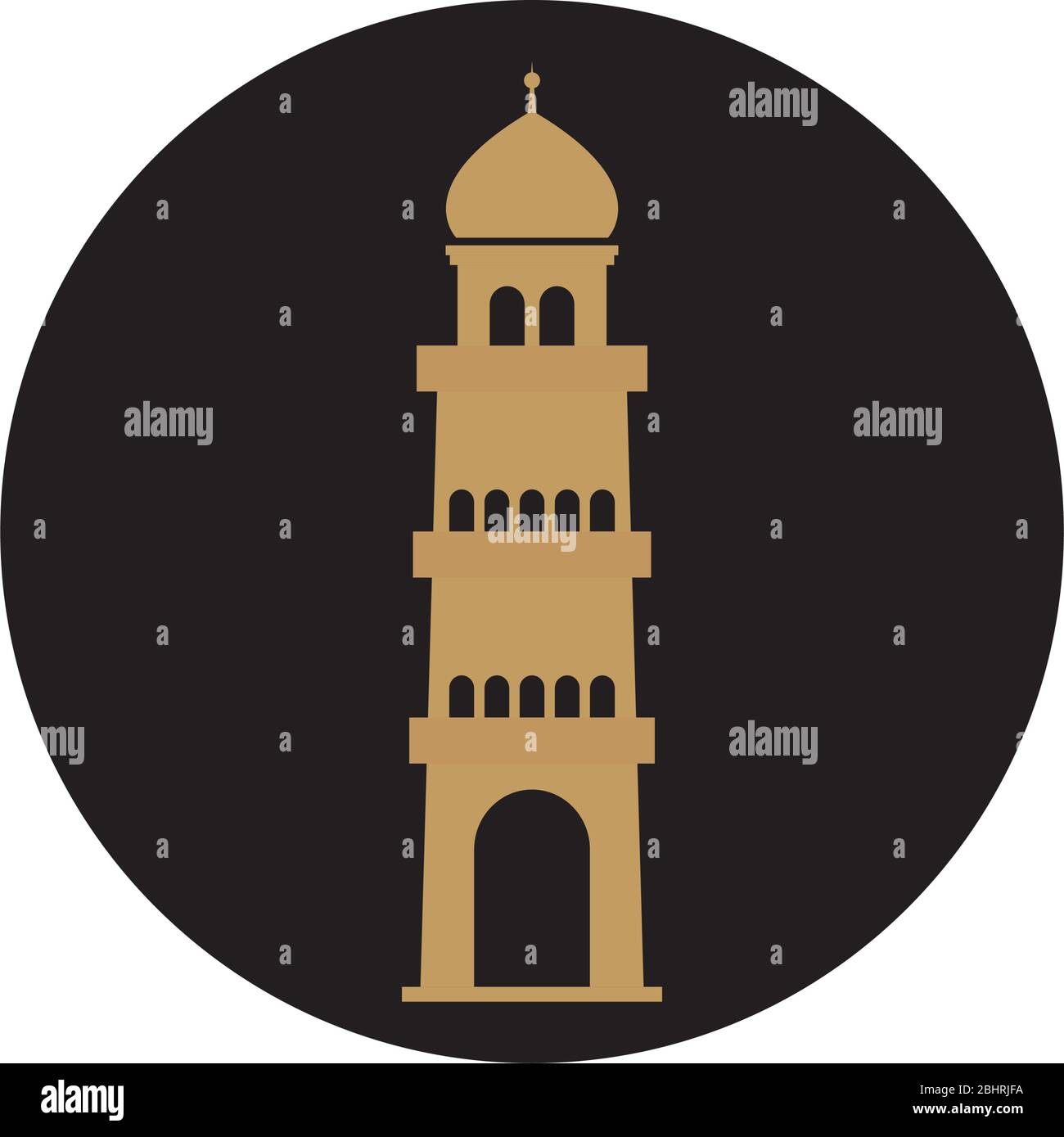 ramadan concept, islamic mosque tower icon over white background, block ...